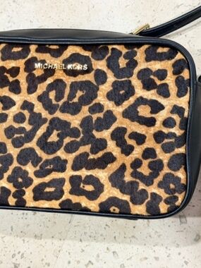 Michael Kors Leopard-Print Crossbody in Black and Tan